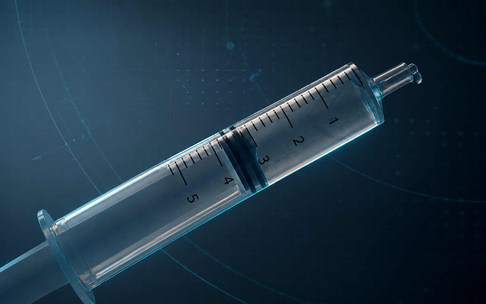 Graduated syringe with the plunger drawn partway down the barrel