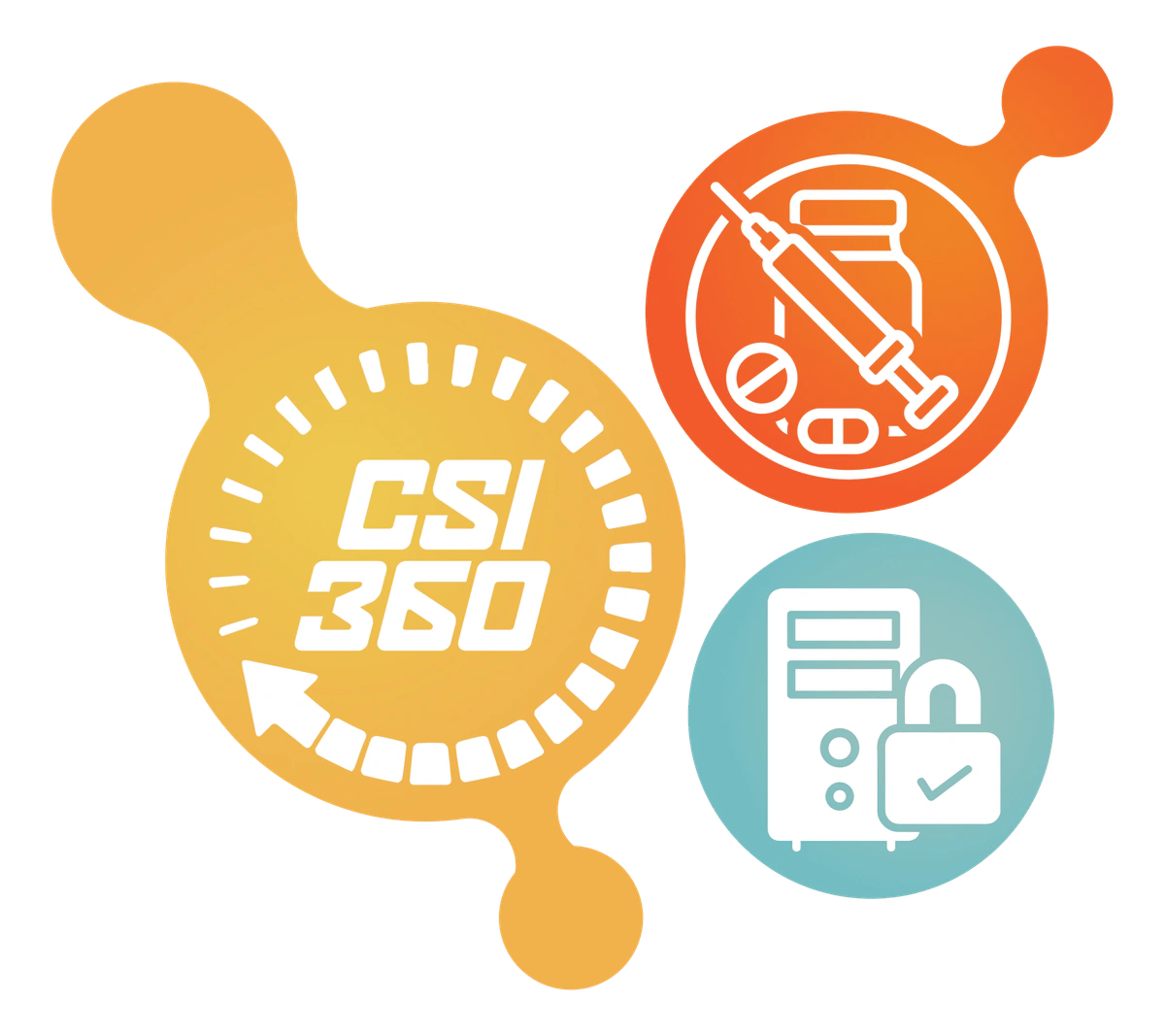 CSI-360 graphic showing measured dispensing, secured storage, and inventory records