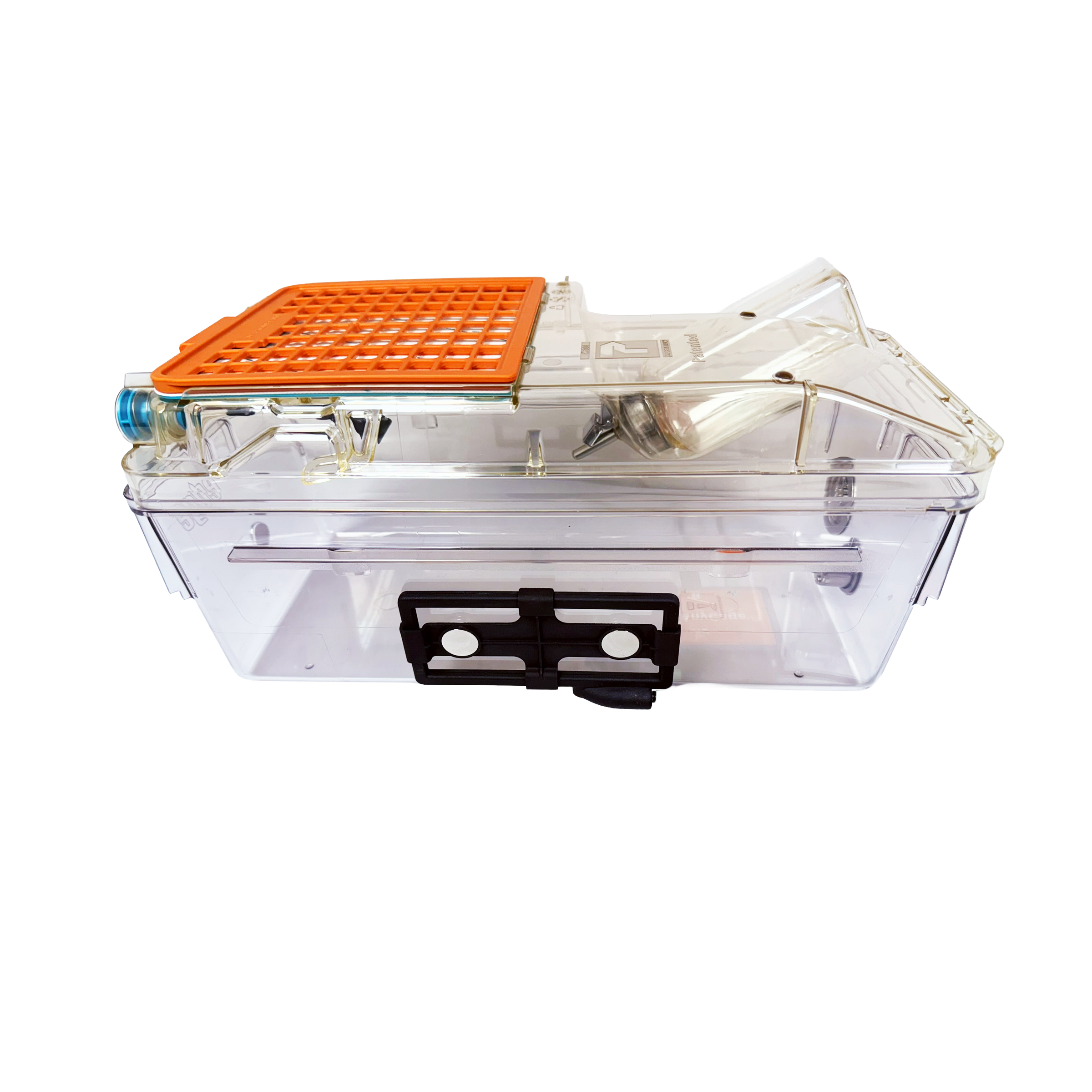 Mouse home cage with rectangular antenna mounted on the side
